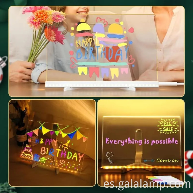 Tablero de dibujo de luz LED creativo para el tablero de mensajes de decoración del hogar